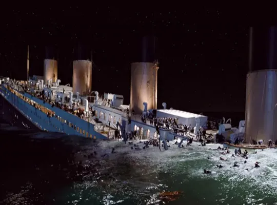 James Cameron proposed a Titanic survival scenario () — poster